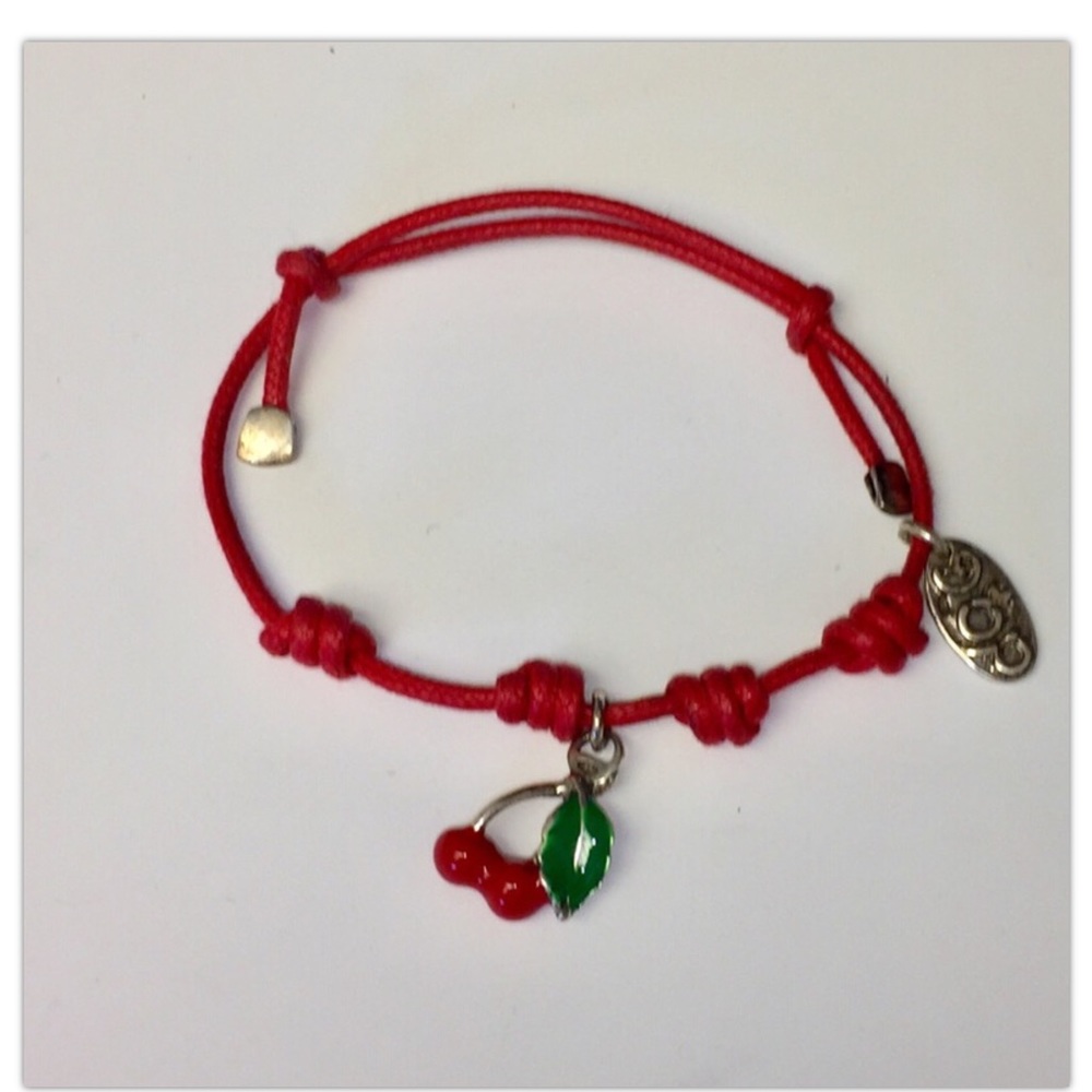 GIOIELLI STERLING SILVER ENAMEL CHERRY RED CORD BRACELET NEW